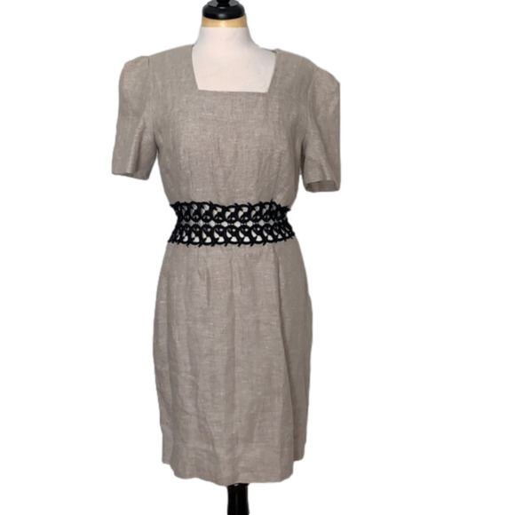 Vintage Montefiore Cutout Linen Dress Size - Picture 1 of 7